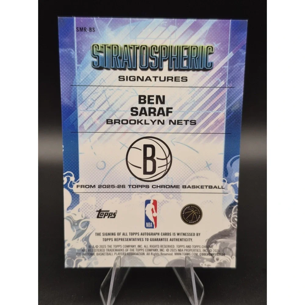2025-26 Topps Chrome Ben Saraf #SMR-BS Purple Stratospheric Rookie Autograph /75